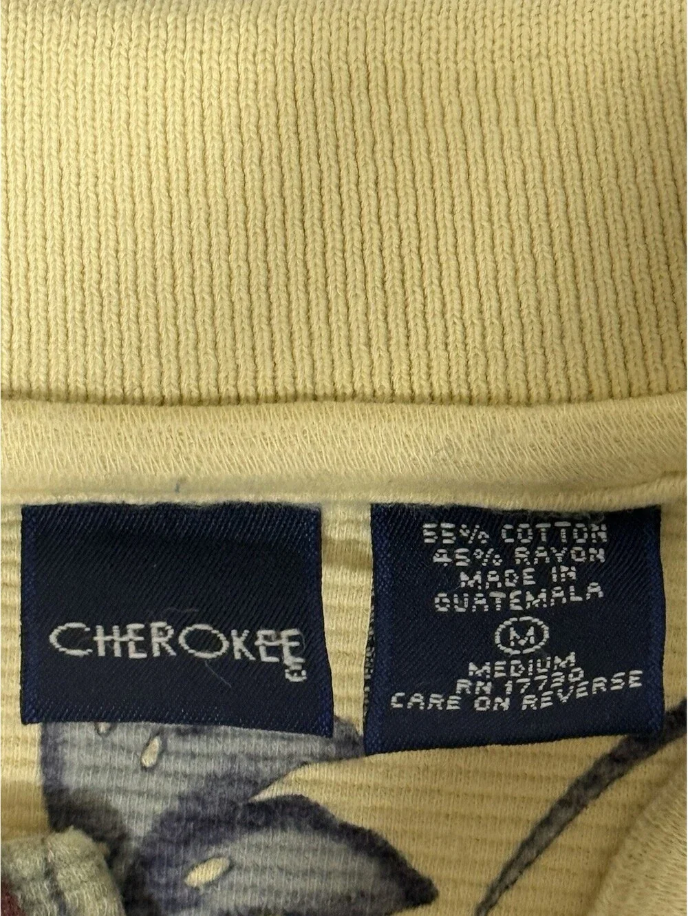 Vintage Cherokee Brand Golf Polo, Yellow, Floral, Size Medium